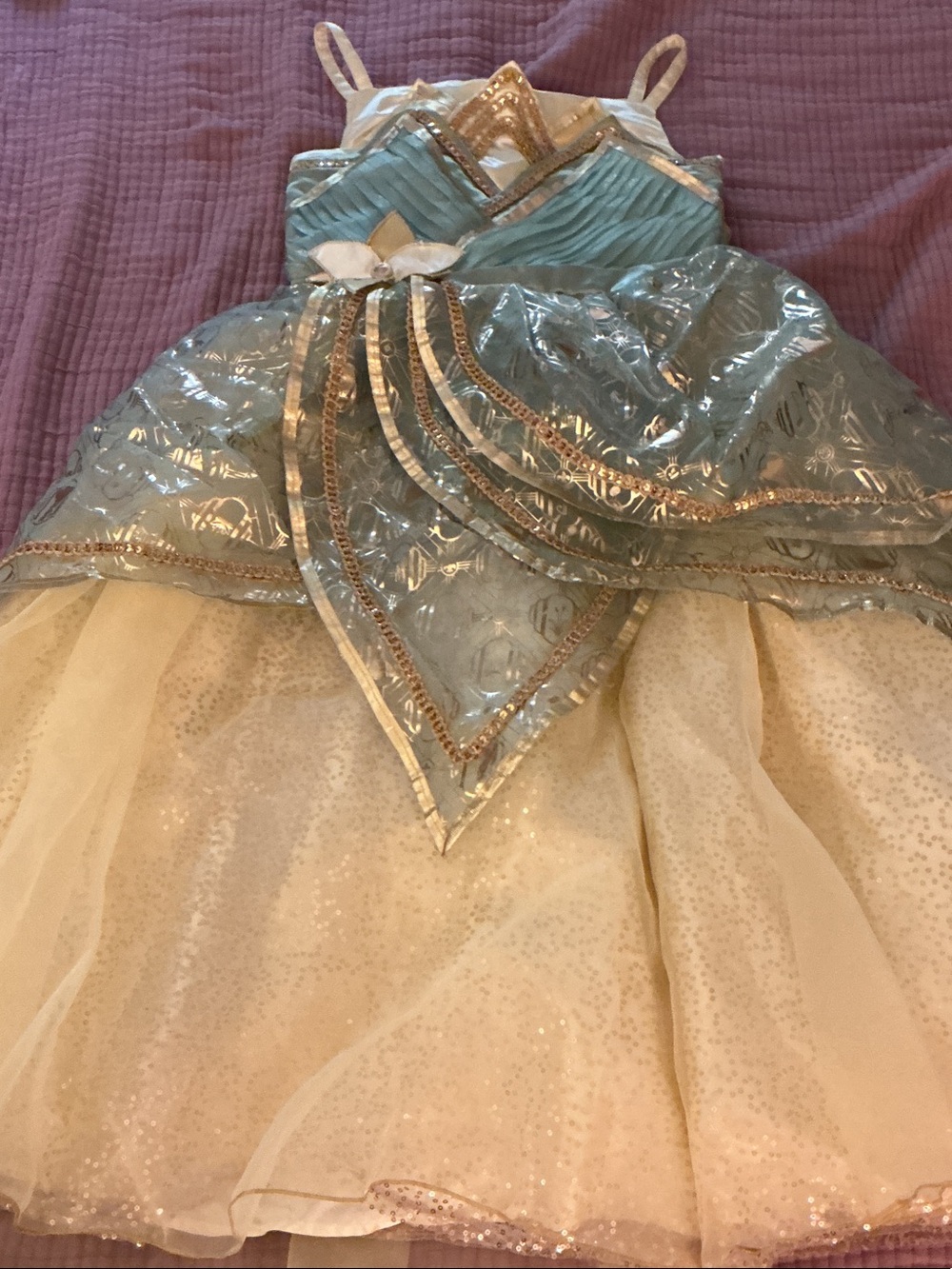 Disney green and yellow Sparkle Princess Tiana Costume Dress